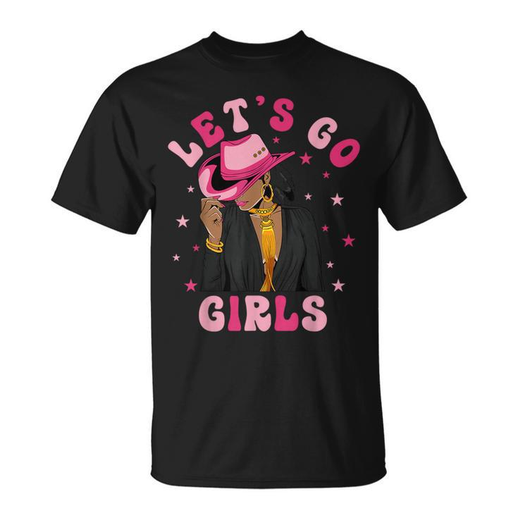 Let's Go Girls Western Black Cowgirl Bachelorette Party T-Shirt