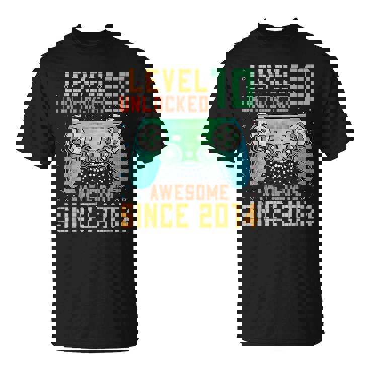 Level 10 Unlocked 10Th Birthday 10 Year Old Gamer Bday T-Shirt