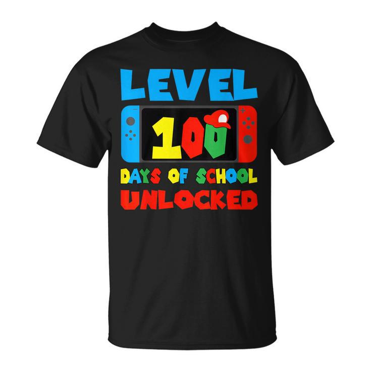 Level 100 Days Of School Unlocked Video Games Boys Gamer T-Shirt