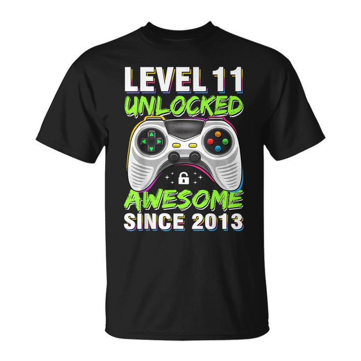 Level 11 Unlocked Awesome Since 2013 11Th Birthday Gaming Bo T-Shirt