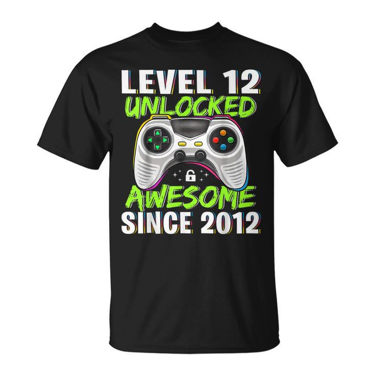 Level 12 Unlocked Awesome Since 2012 12Th Birthday Boys T-Shirt