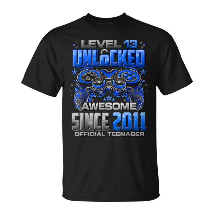 Level 13 Unlocked Awesome Since 2011 13Th Birthday Gaming T-Shirt