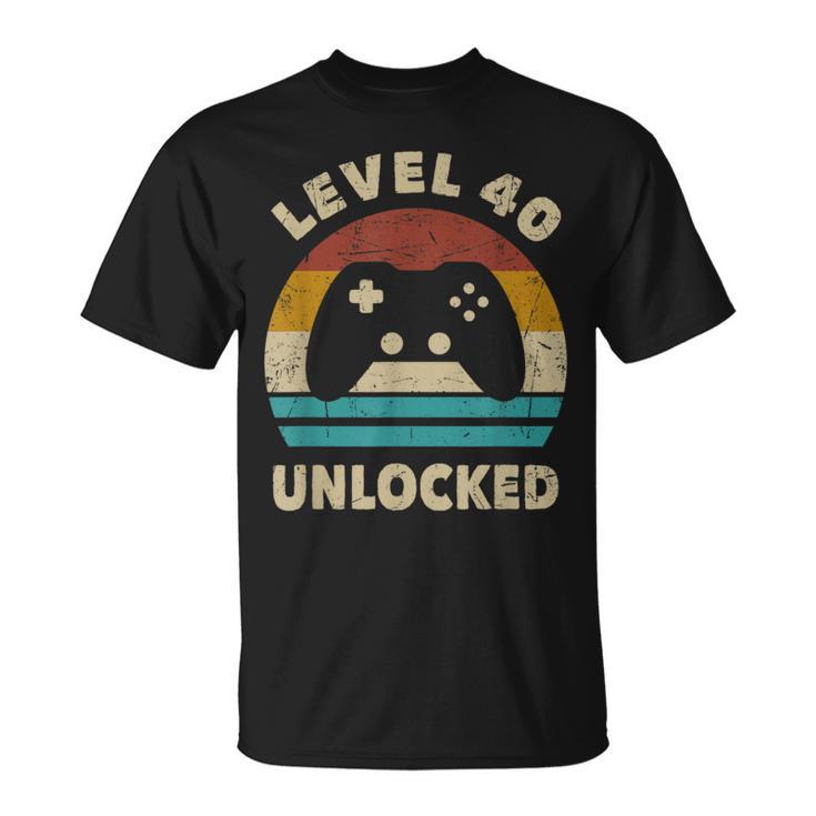 Level 40 Unlocked Video Gamer 40 S Birthday Decoration T-Shirt