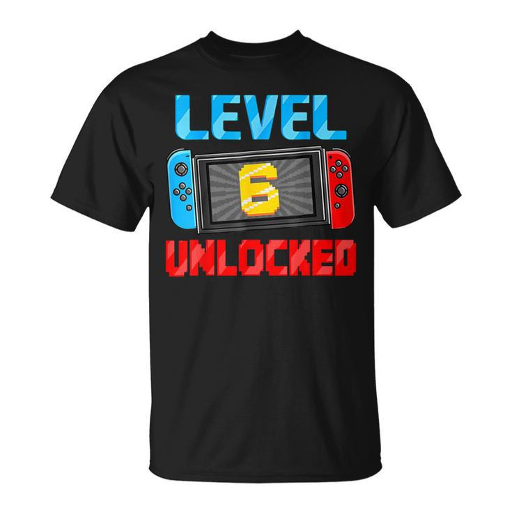 Level 6 Unlocked Gamer 6Th Birthday Video Game Boys T-Shirt