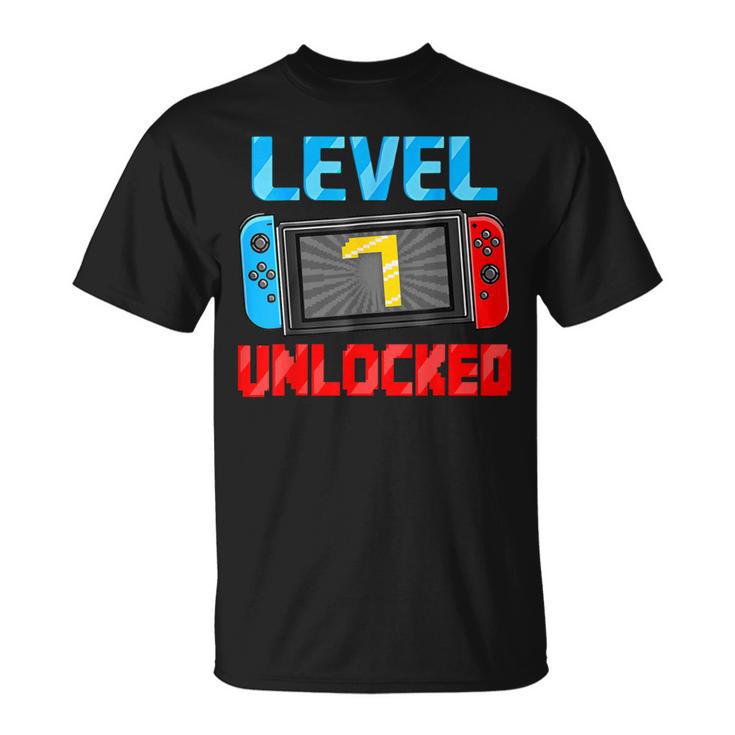 Level 7 Unlocked Gamer 7Th Birthday Video Game Boys T-Shirt