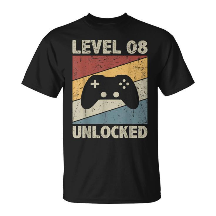 Level 8 Unlocked Video Gamer 8Th Birthday Vintage T-Shirt
