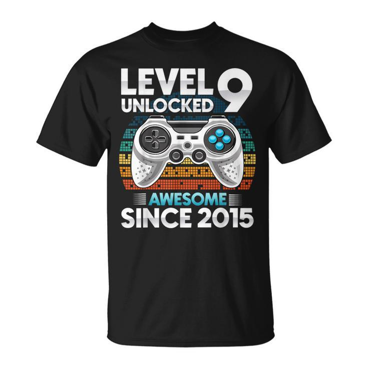 Level 9 Unlocked Awesome Since 2015 9Th Birthday Boys T-Shirt