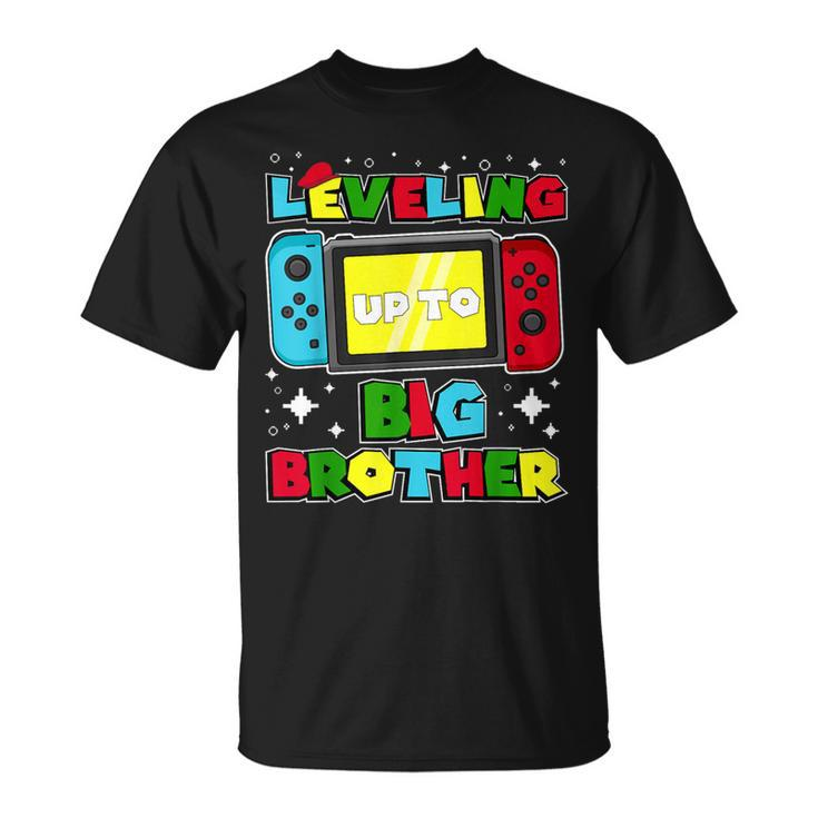 Leveling Up To Big Brother 2024 Gaming Boys Toddler Big Bro T-Shirt