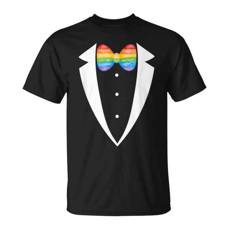Lgbtq Tuxedo Rainbow Tuxedo Suspenders Gay Pride Month T-Shirt