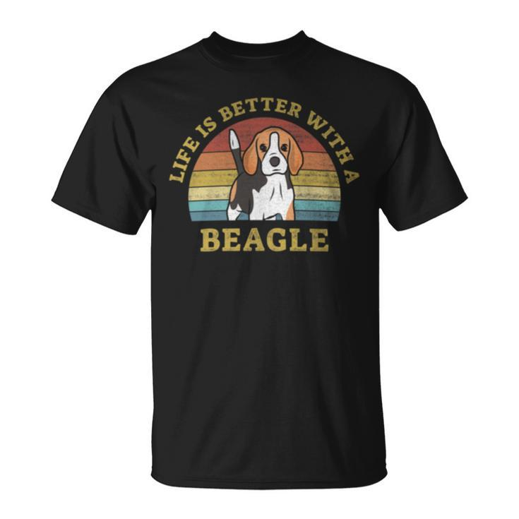 Life Is Better With A Beagle Vintage Dog Puppy Lover T-Shirt
