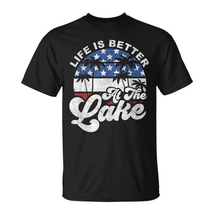 Life Is Better At The Lake 4Th Of July American Flag Summer T-Shirt