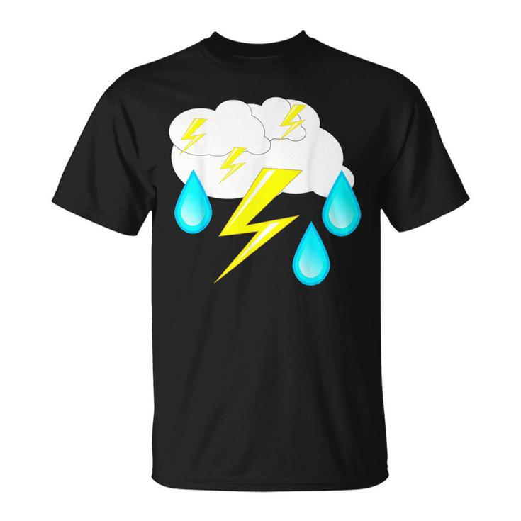 Lightning Bolts Rain Drops Thunder Storm Cloud Costume T-Shirt