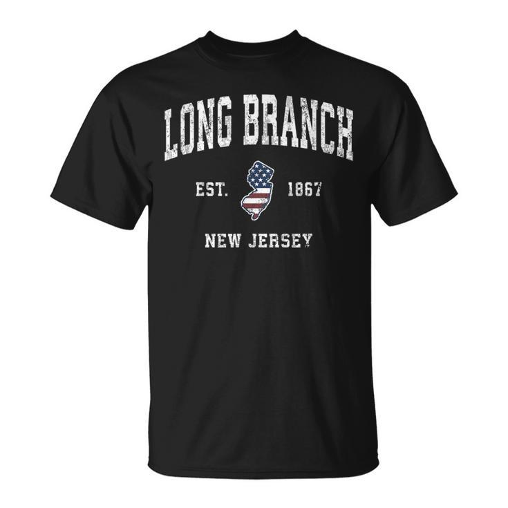 Long Branch New Jersey Nj Vintage American Flag Sports Desig T-Shirt