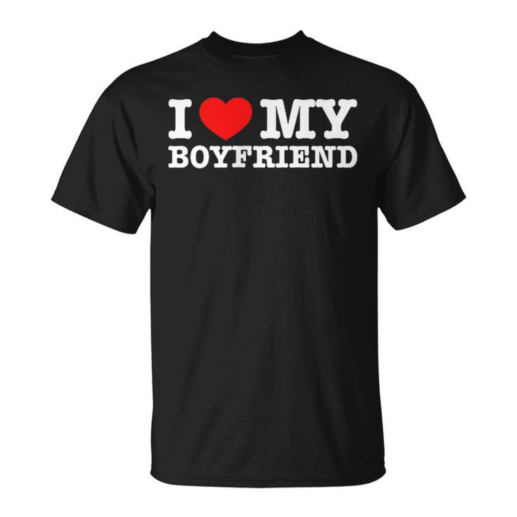I Love My Boyfriend Pocket Graphic Matching Couples T-Shirt