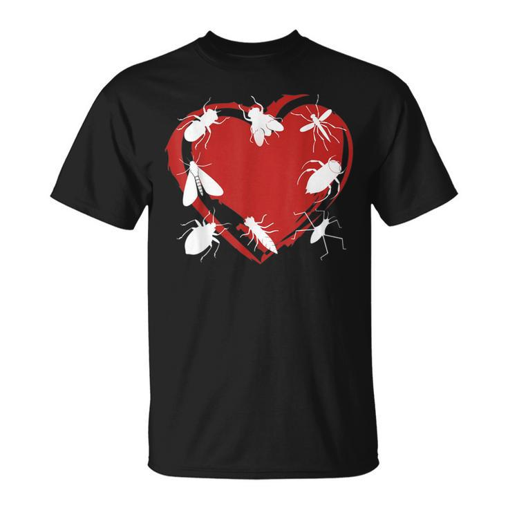 I Love Bugs Insects Creatures Flies Beetles Heart T-Shirt