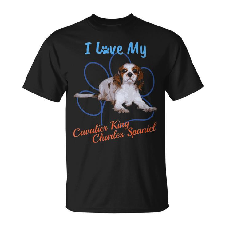 I Love My Cavalier King Charles Spaniel Dog Lover Paw T T-Shirt