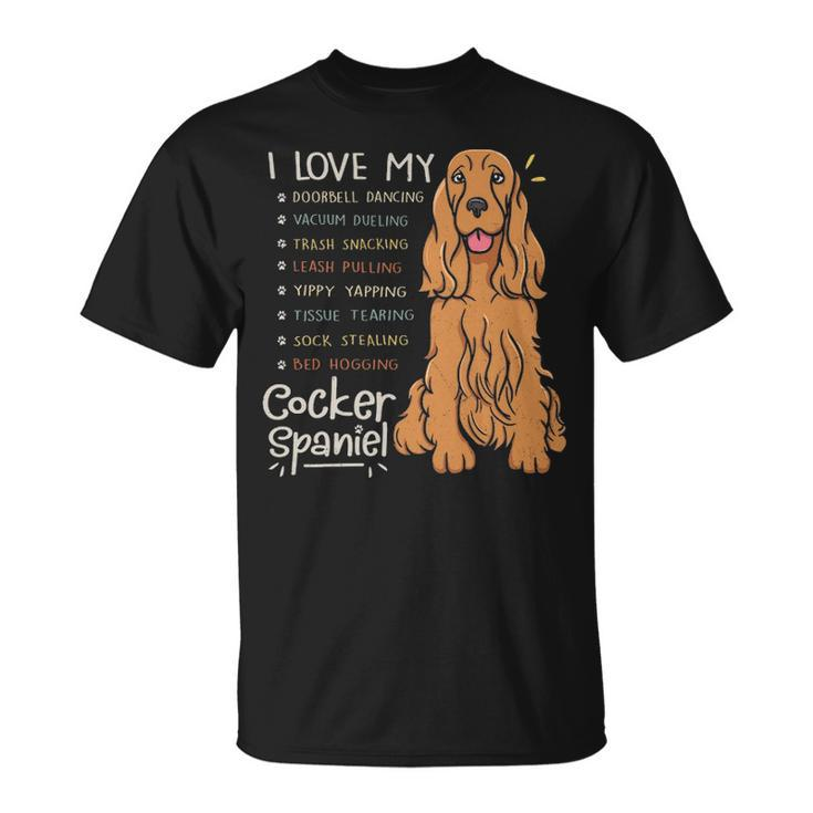 I Love My Cocker Spaniel Dog Mom Dad  T-Shirt