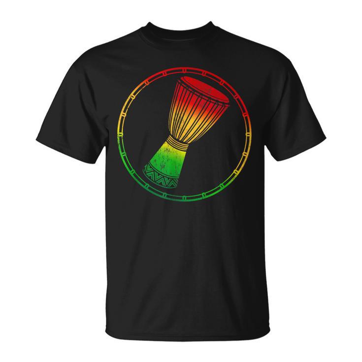 Love Djembe Drum A Rasta Flag Graphic For African Drumming T-Shirt