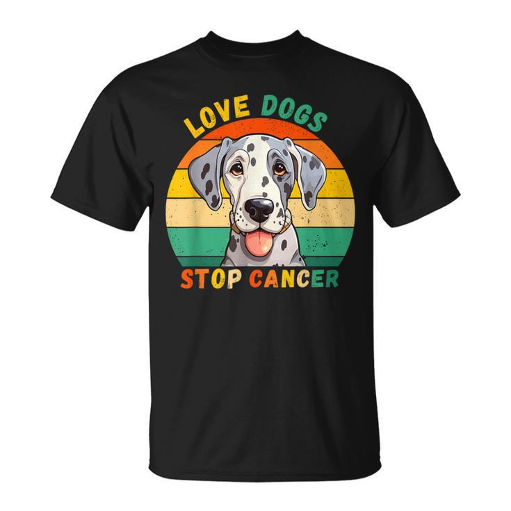 Love Dogs Stop Cancer Vintage Dog Dalmatien Cancer Awareness T-Shirt