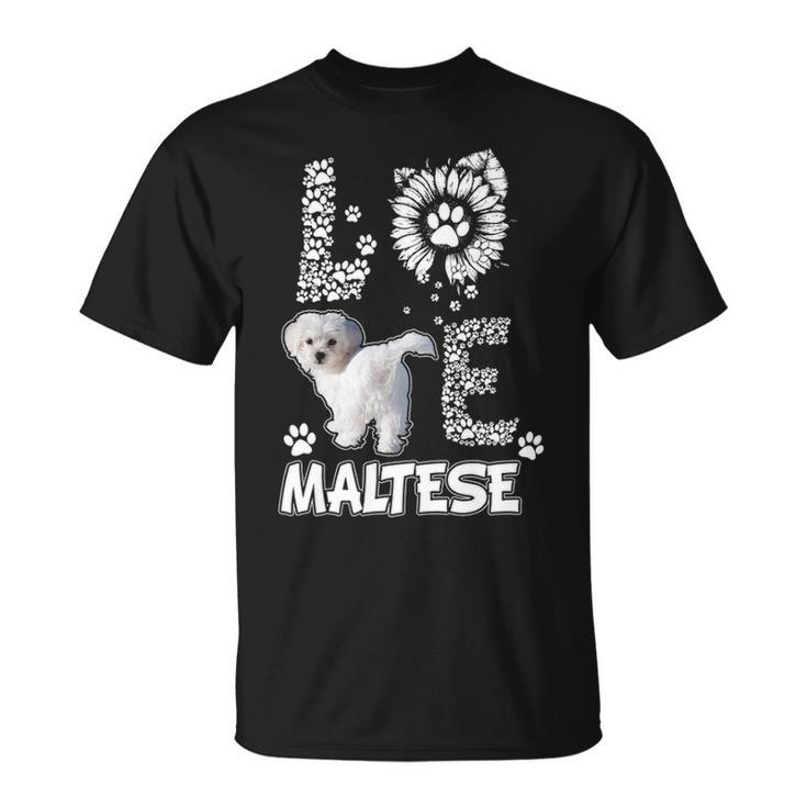 Love Maltese Dog Paw Sunflower Lover Costume T-Shirt