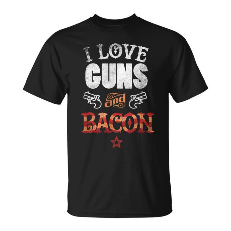 I Love Guns And Bacon Gun Lover Freedom Usa T-Shirt
