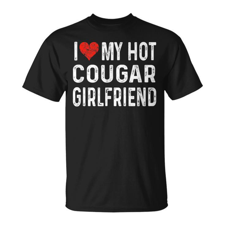 I Love My Hot Cougar Girlfriend Distressed Heart T-Shirt
