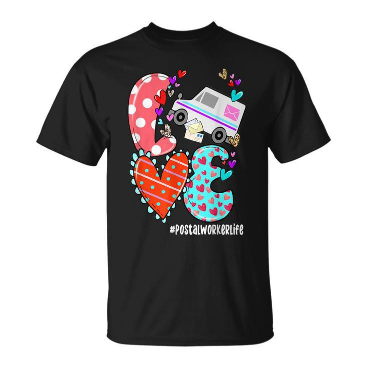 Love Postal Worker Life Leopard Heart Valentine's Day T-Shirt