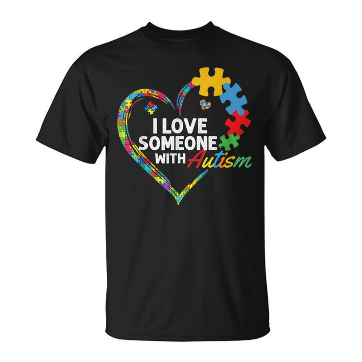 I Love Someone With Autism Heart Puzzle T-Shirt