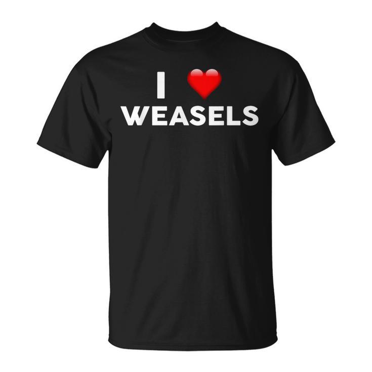 I Love Weasels Heart Weasel T-Shirt