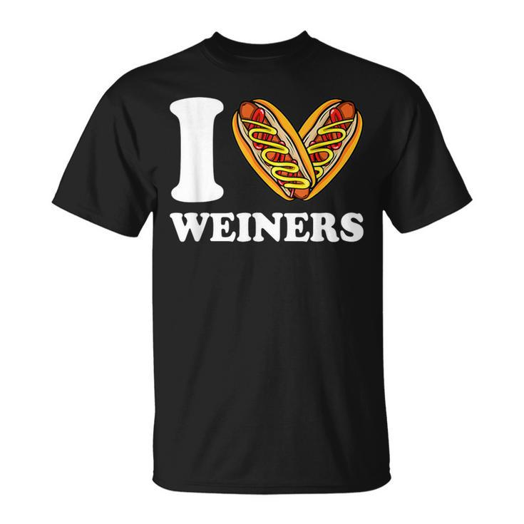 I Love Weiners Hotdogs Wiener Frank Sausage Bun T-Shirt