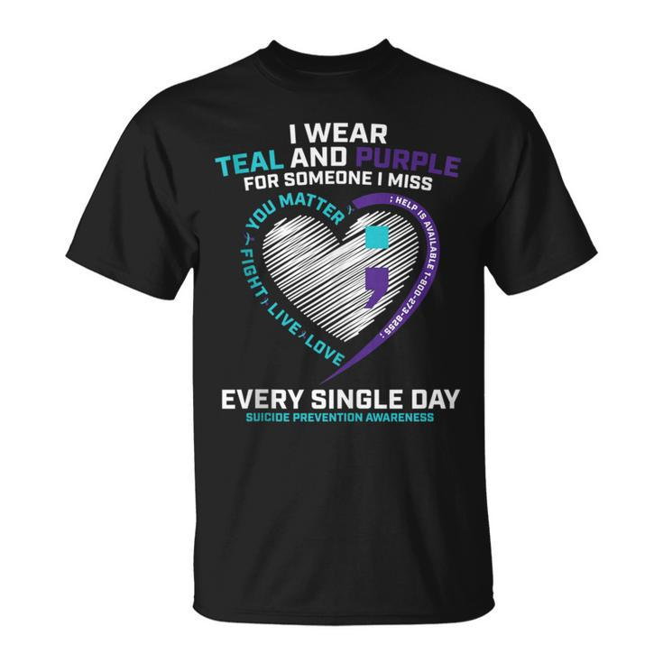 In Loving Memory Semi Colon Suicide Prevention Awareness T-Shirt