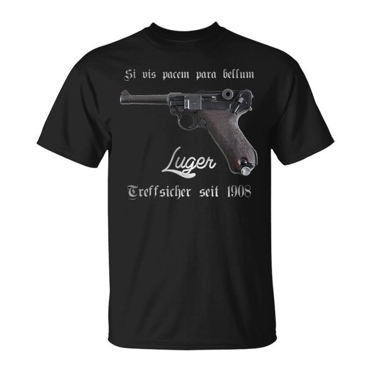 Luger Treffsicher Seit 1908 Pistol Parabellum 9 Mm T-Shirt