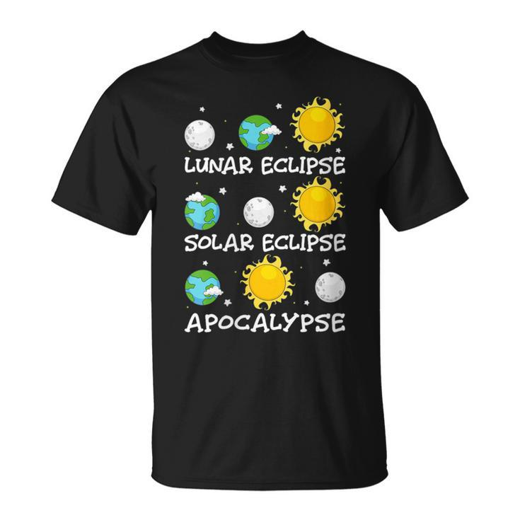 Lunar Eclipse Solar Eclipse 2024 And Apocalypse April 08 24 T-Shirt