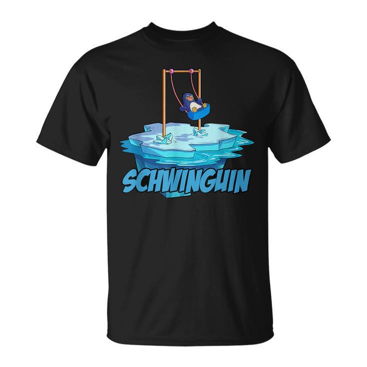 Lustig Pinguin Schwinguin Schaukel Arktis Eis T-Shirt