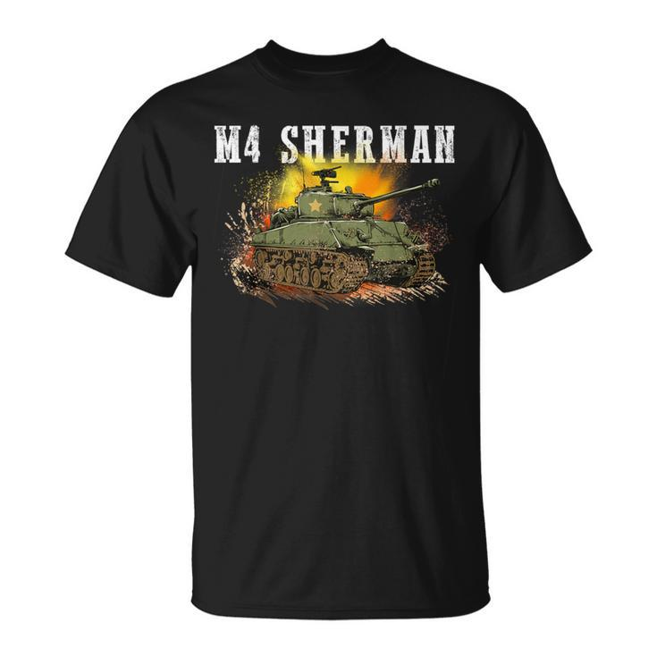 M4 Sherman The Ww2 Tank A Wwii Army Tank For Military Boys T-Shirt