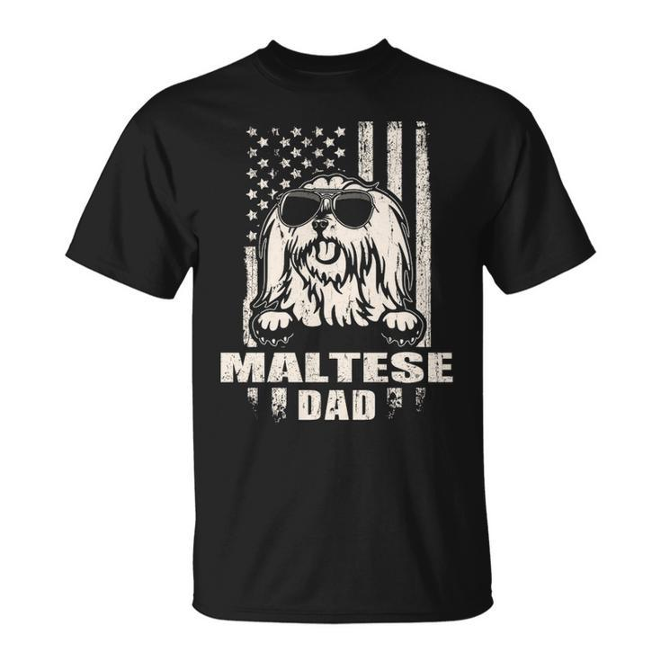Maltese Dad Cool Vintage Retro Proud American T-Shirt