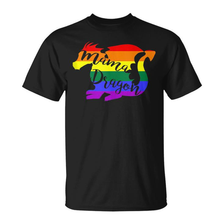 Mama Dragon Rainbow Colored Dragon Graphic T-Shirt