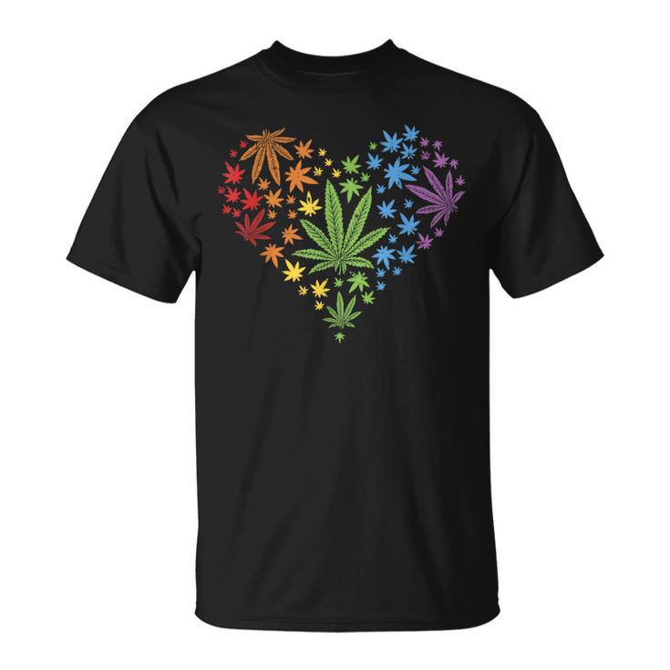 Marijuana Heart Lgbt Weed Leaf Gay Pride Stoner T-Shirt