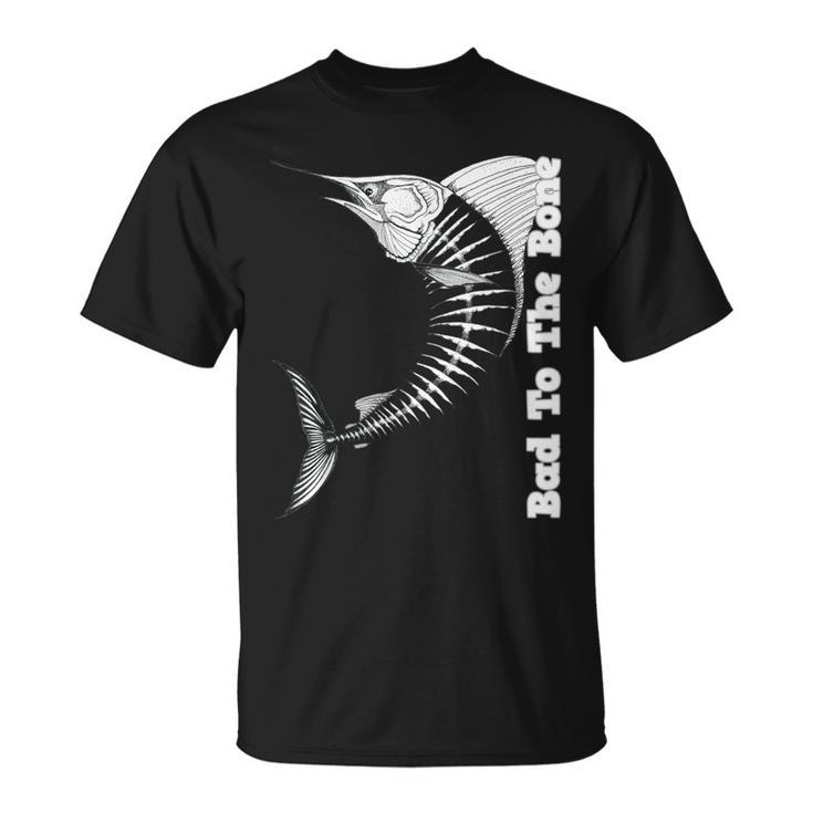 Marlin Bad To The Bone Marlin Fish Skeleton Long Sleeve T-Shirt - Monsterry