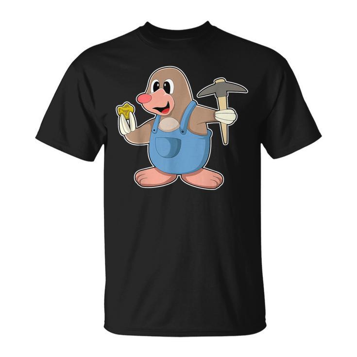 Maulwurf Bergarbeiter Spitzhacke Bergbau T-Shirt