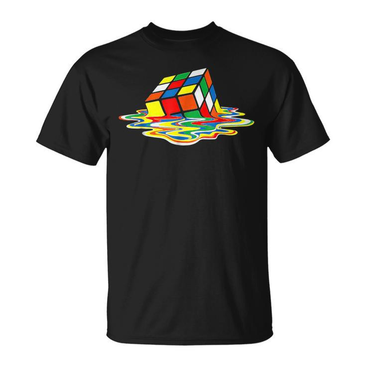 Melting Cube Speed Cubing Vintage Puzzle Youth Math T-Shirt