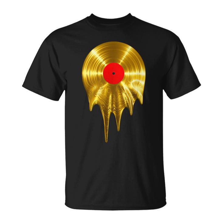 Melting Vinyl Record Gold T-Shirt