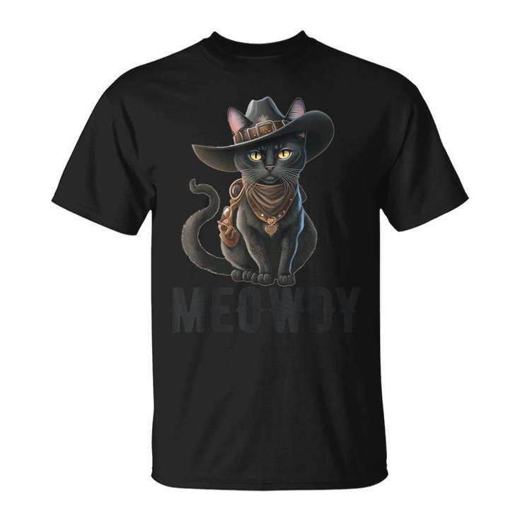 Meowdy Cat Country Music Kitten Cowboy Hat Vintage T-Shirt
