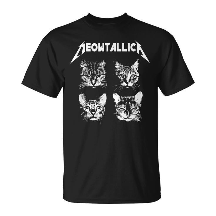 Meowtallica Black White Parody Band Cat Kitten Lover T-Shirt