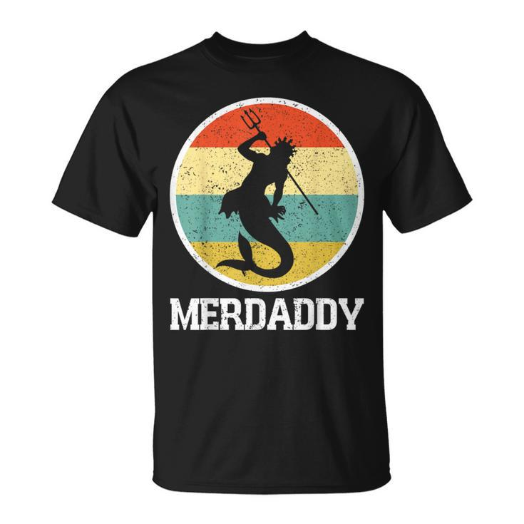 Merdaddy Merdad Mermaid Security Retro Merman Father's Day T-Shirt
