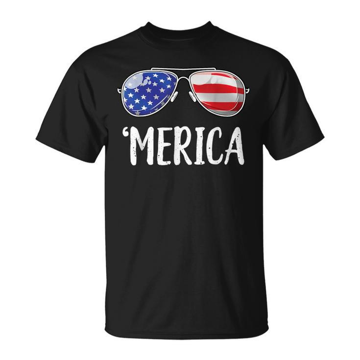 Merica Sunglasses 4Th Of July Usa American Flag T-Shirt