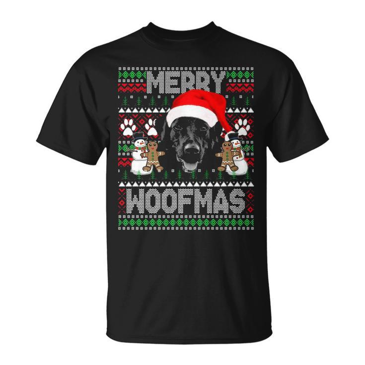 Merry Woofmas Cute Black Labrador Dog Ugly Sweater T-Shirt