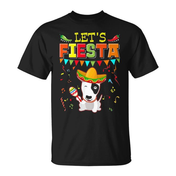 Mexican Cinco De Mayo Fiesta  Let's Fiesta Bull Terrier T-Shirt