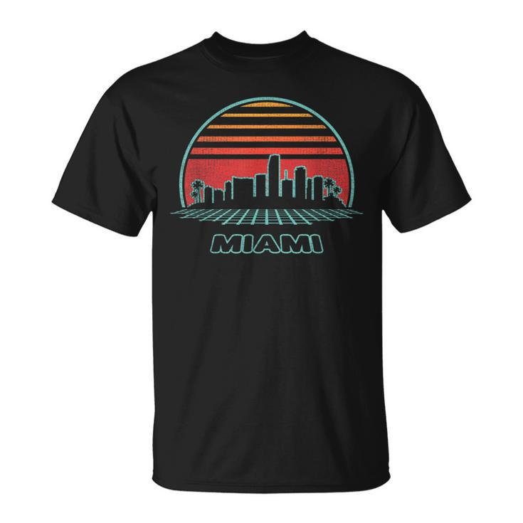 Miami City Skyline Retro Vintage 80S Style T-Shirt