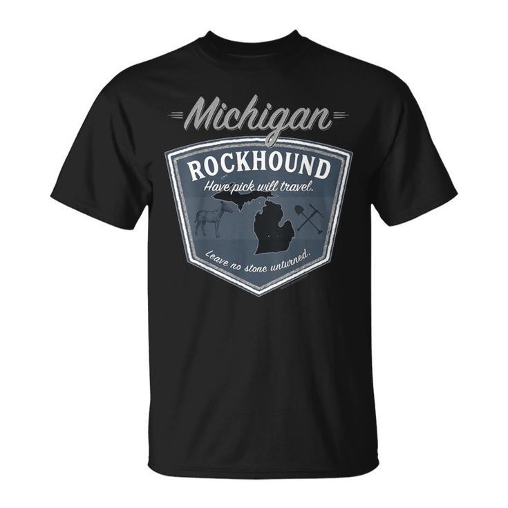 Michigan Rockhound Rock Collector Gear Back Side Print T-Shirt